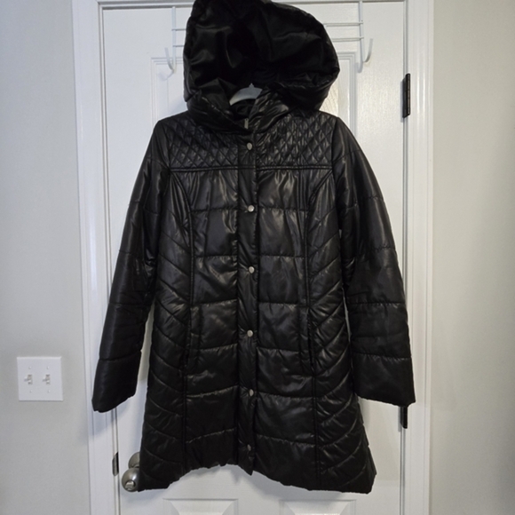 Mossimo Women's Long Black Hooded Puffer‎ Coat Small - Picture 6 of 16